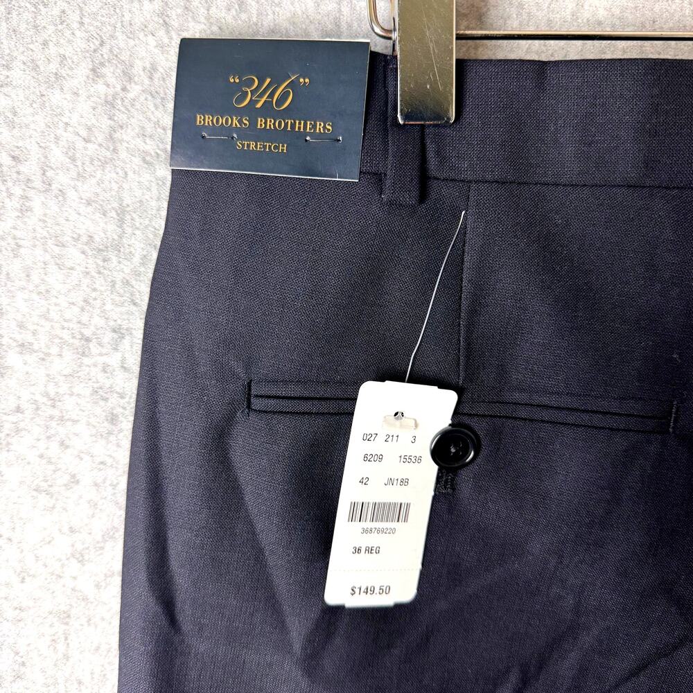NWT Brooks Brothers Stretch Wool Blend Dress Pants Mens 36 Black Formal Work